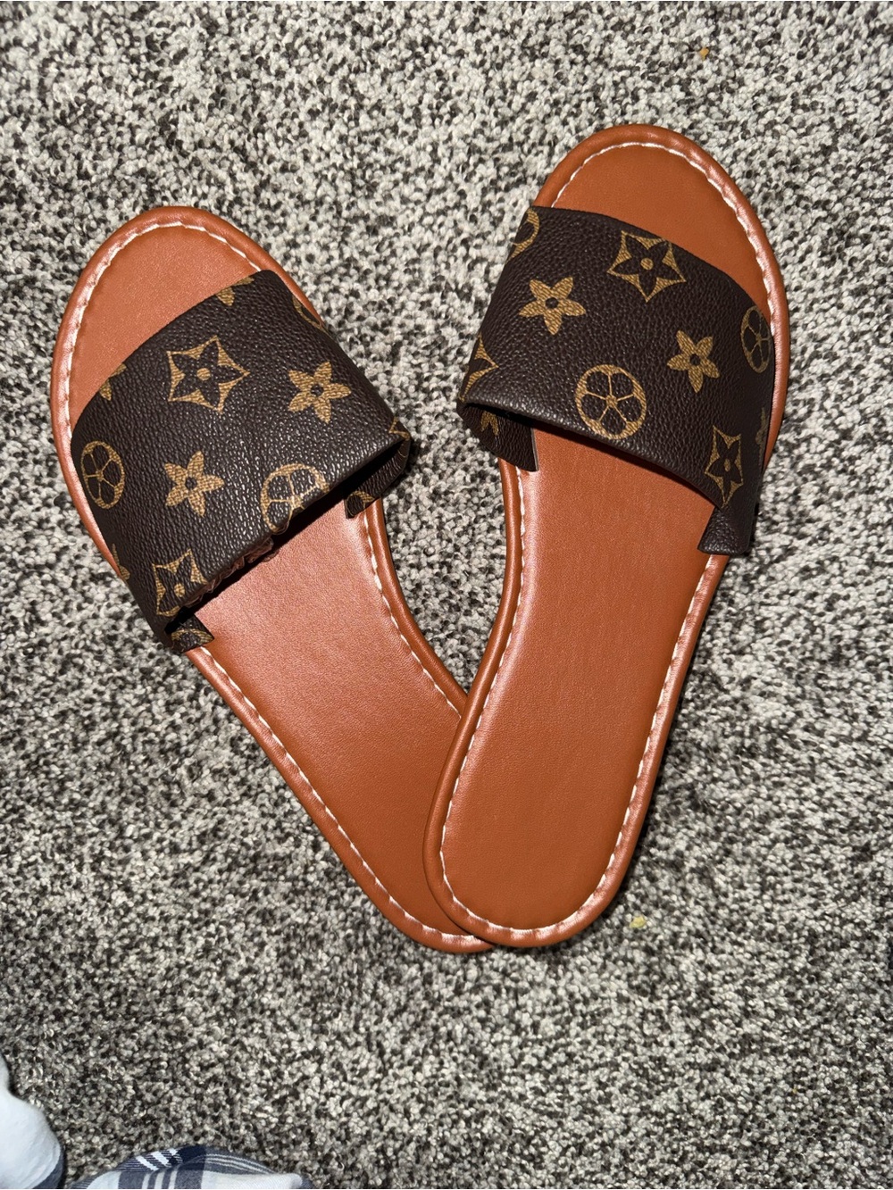 Fashion Monogram Inspired Slide Sandals - Women